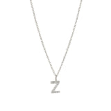 Quiet Icon-CZ Initial Necklace-Necklaces-Rhodium Plated Sterling Silver, Cubic Zirconia-Z-Blue Ruby Jewellery-Vancouver Canada