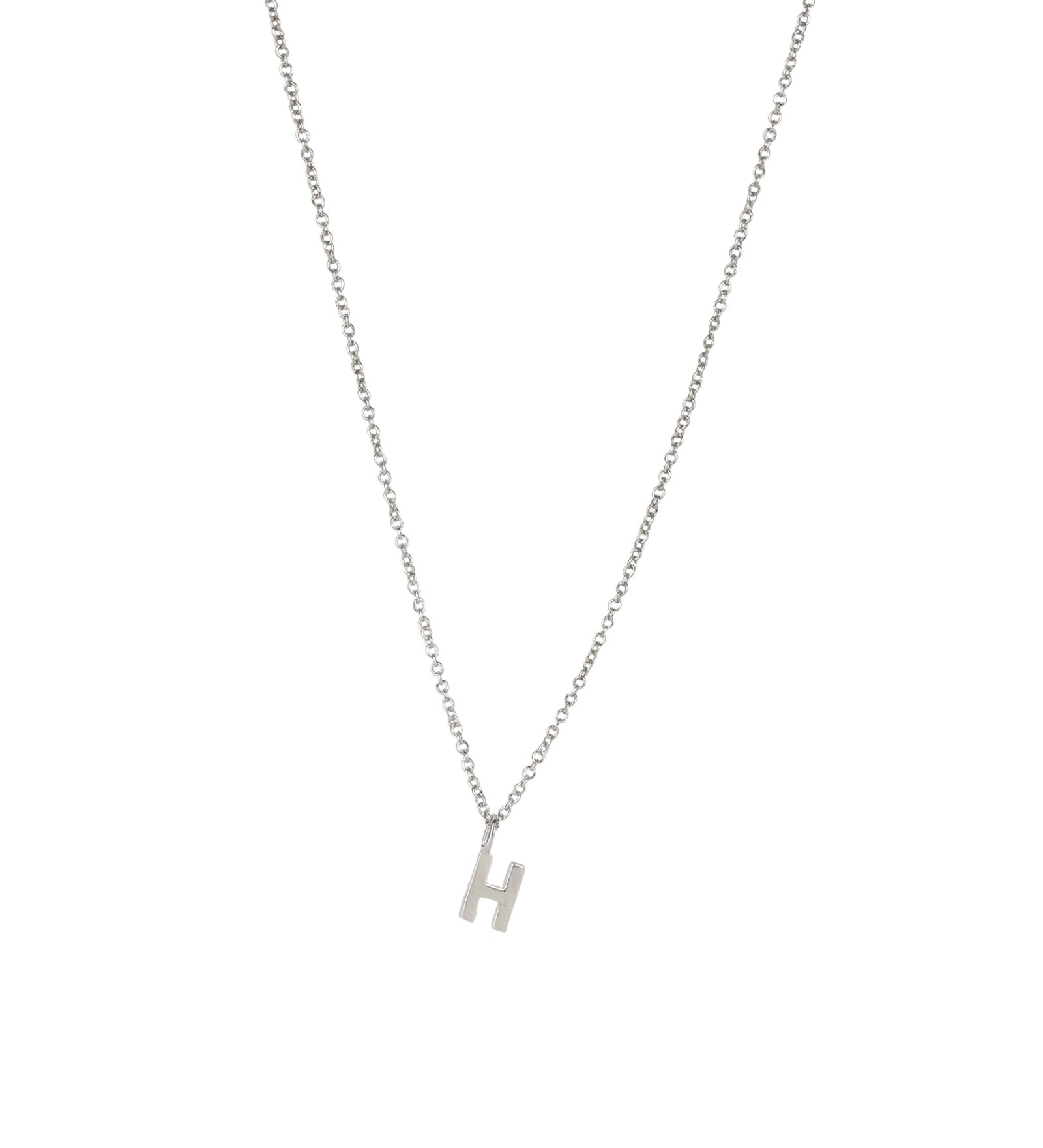 Quiet Icon-Initial Necklace-Necklaces-Rhodium Plated Sterling Silver-H-Blue Ruby Jewellery-Vancouver Canada