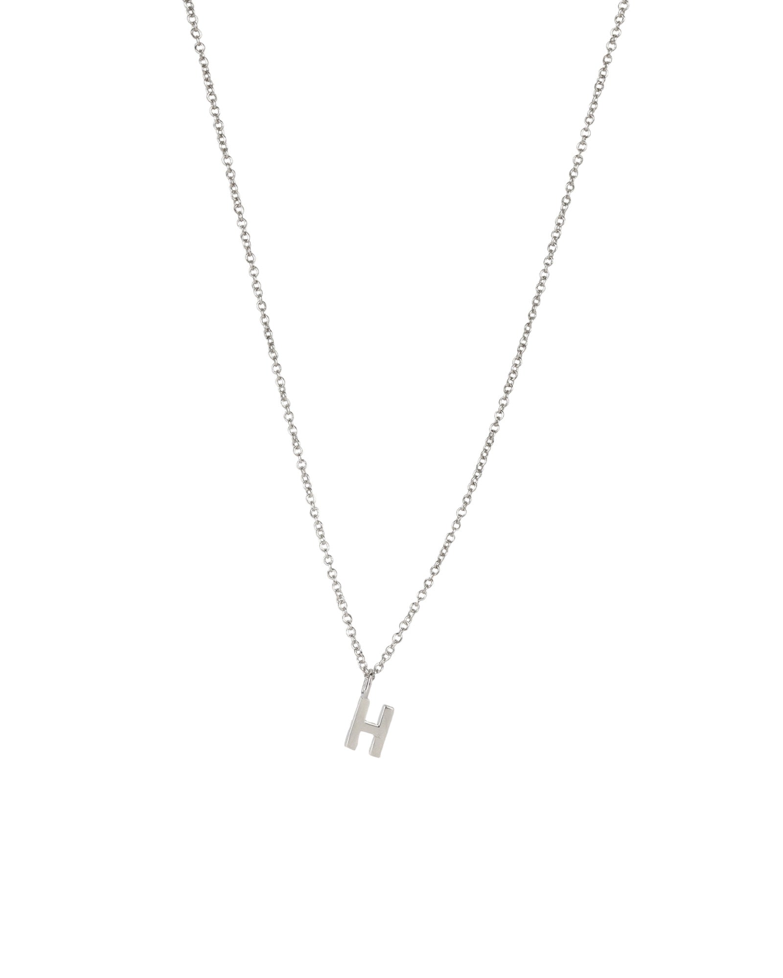 Quiet Icon-Initial Necklace-Necklaces-Rhodium Plated Sterling Silver-H-Blue Ruby Jewellery-Vancouver Canada