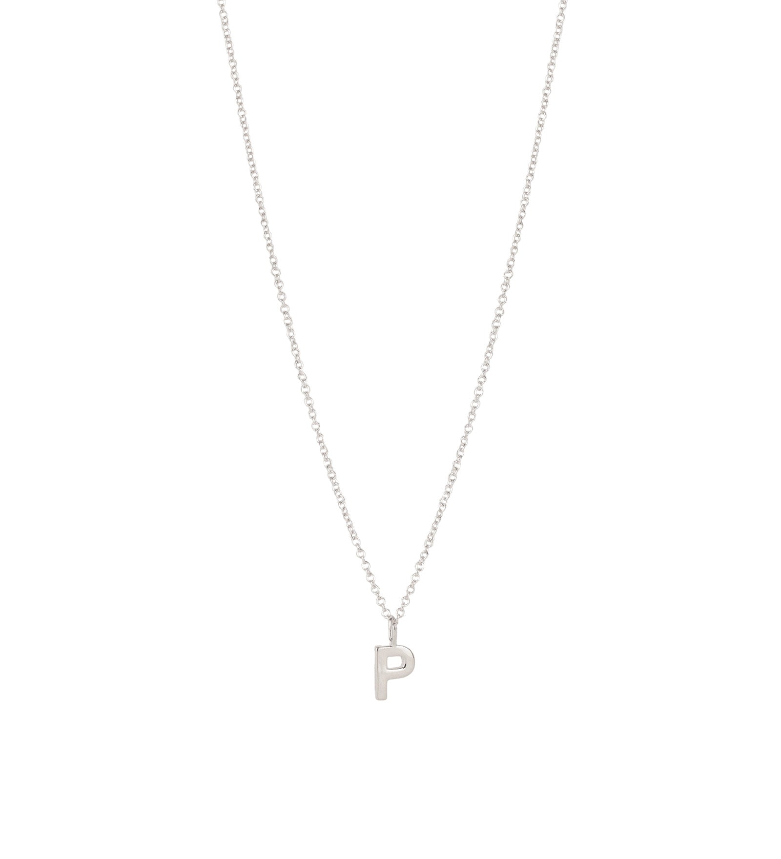 Quiet Icon-Initial Necklace-Necklaces-Rhodium Plated Sterling Silver-P-Blue Ruby Jewellery-Vancouver Canada