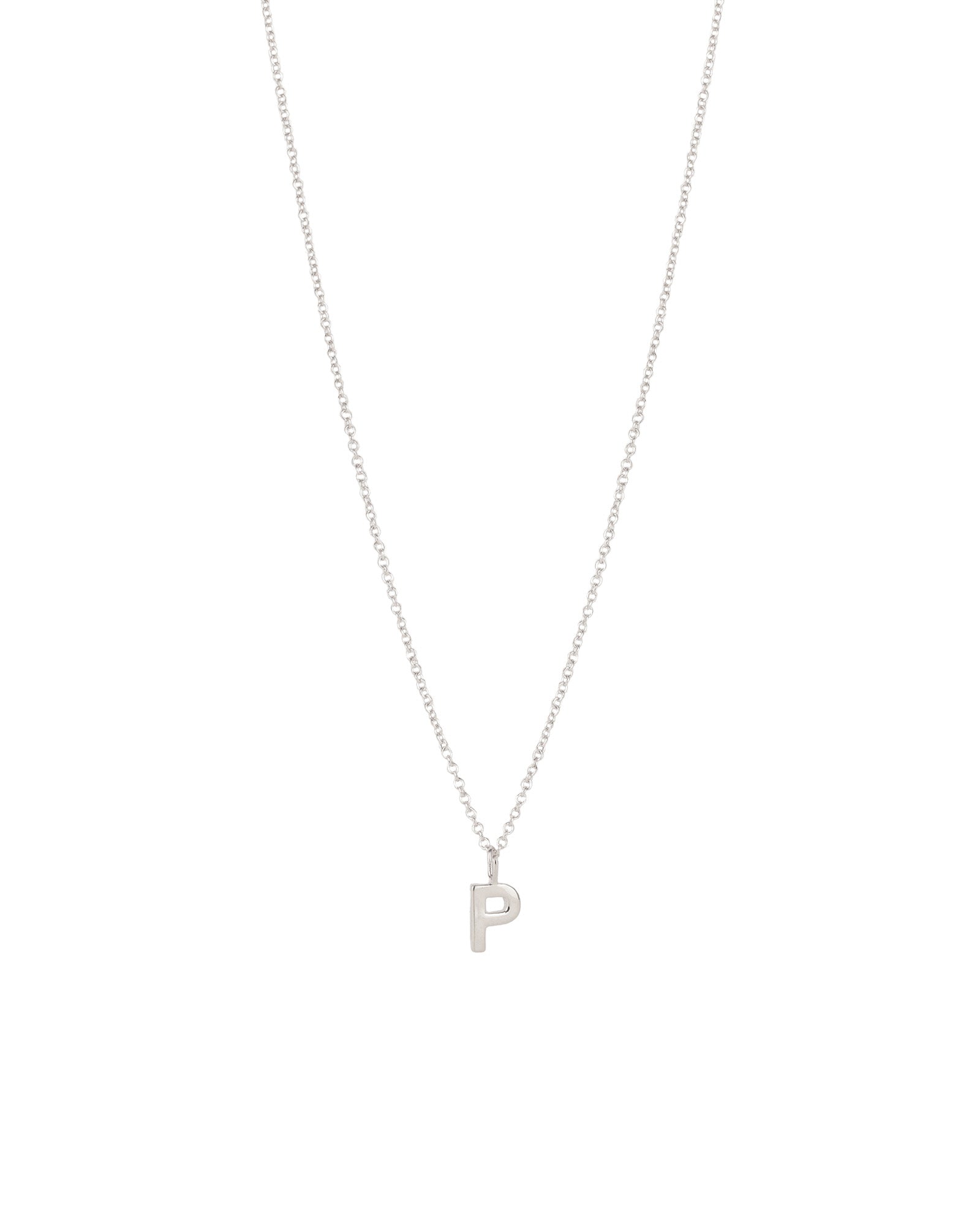 Quiet Icon-Initial Necklace-Necklaces-Rhodium Plated Sterling Silver-P-Blue Ruby Jewellery-Vancouver Canada