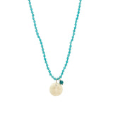 Agate Moon Drop Diamond Necklace 10k Yellow Gold, Blue Agate