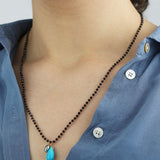 Spinel Turquoise Drop Necklace 10k Yellow Gold, Spinel