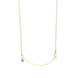 Gold Bar + Pearl Necklace 10k Yellow Gold, Agate