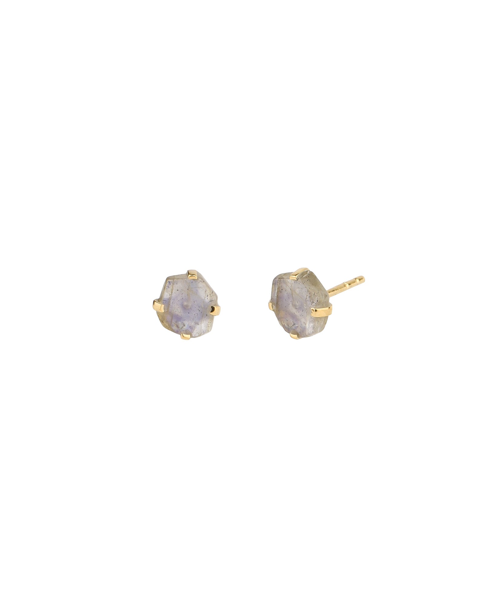 Labradorite Prong Studs 22k Gold Vermeil, Labradorite