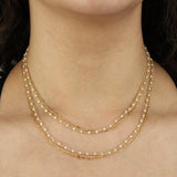 Mix Chain Pearl Necklace 22k Gold Vermeil, White Pearl