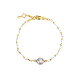 Beaded Chain Tahitian Pearl Bracelet 22k Gold Vermeil, Sterling Silver