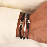 Scosha Men-Signature Bracelet-Bracelets-Sterling Silver, Black Waxed Nylon-Blue Ruby Jewellery-Vancouver Canada