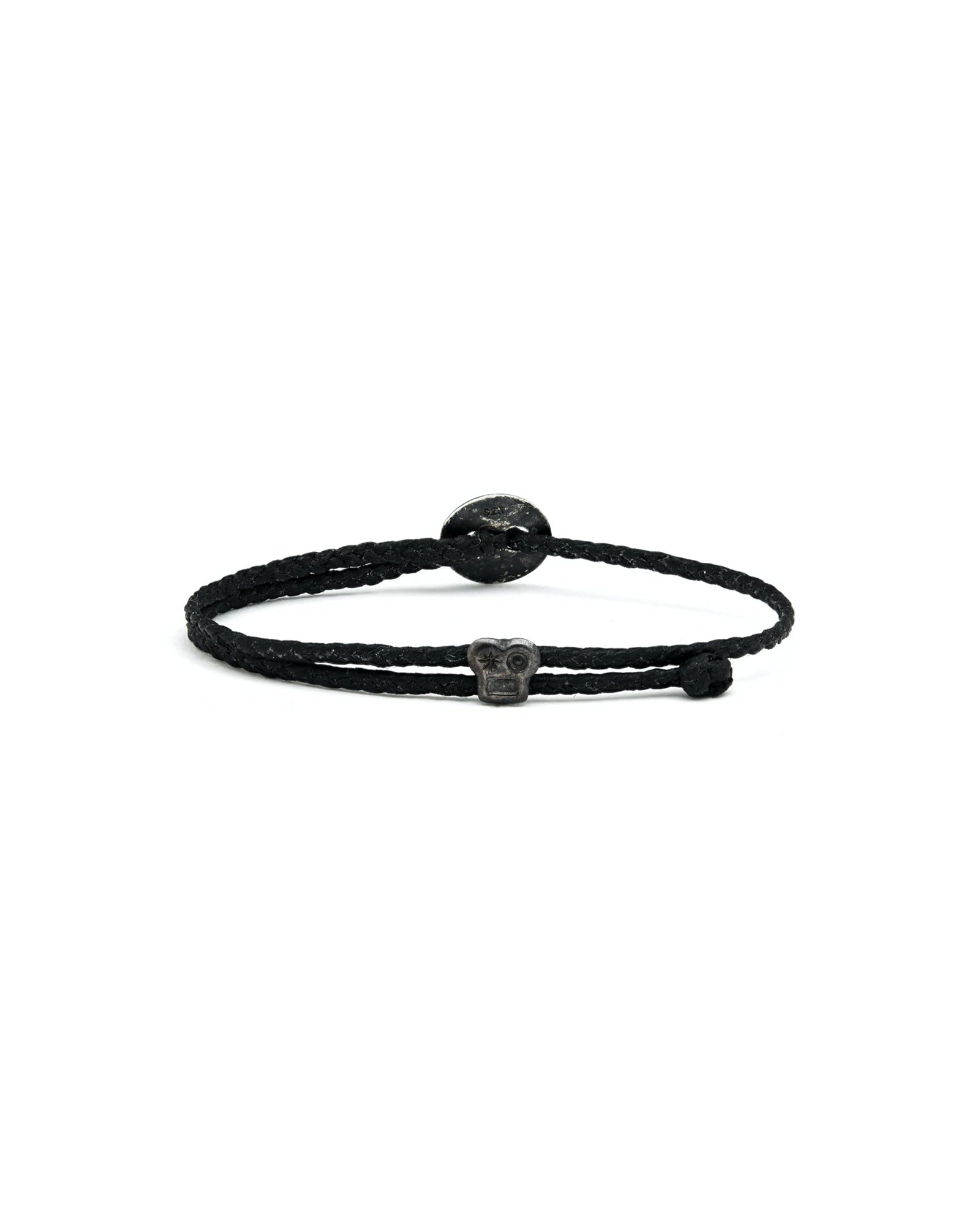 Signature Bracelet Oxidized Sterling Silver, Black Waxed Nylon