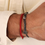 Signature Bracelet Sterling Silver, Shadow Mix Waxed Nylon