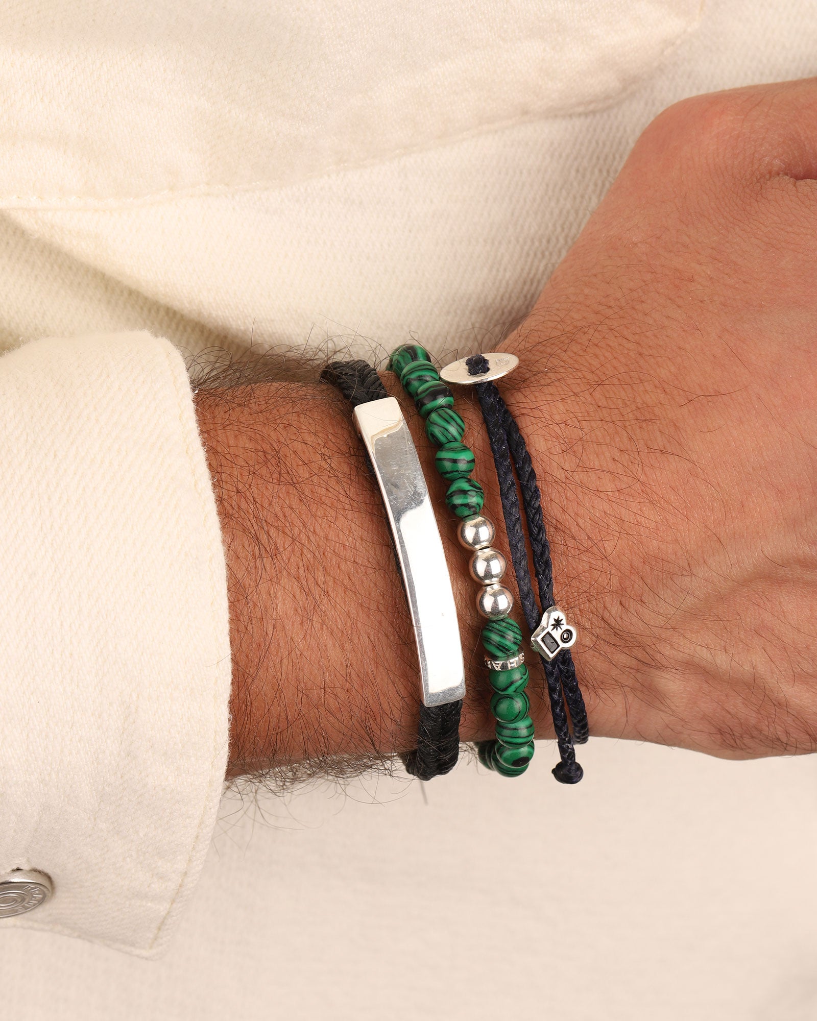 Bondi Bracelet Sterling Silver, Malachite / 7.5"