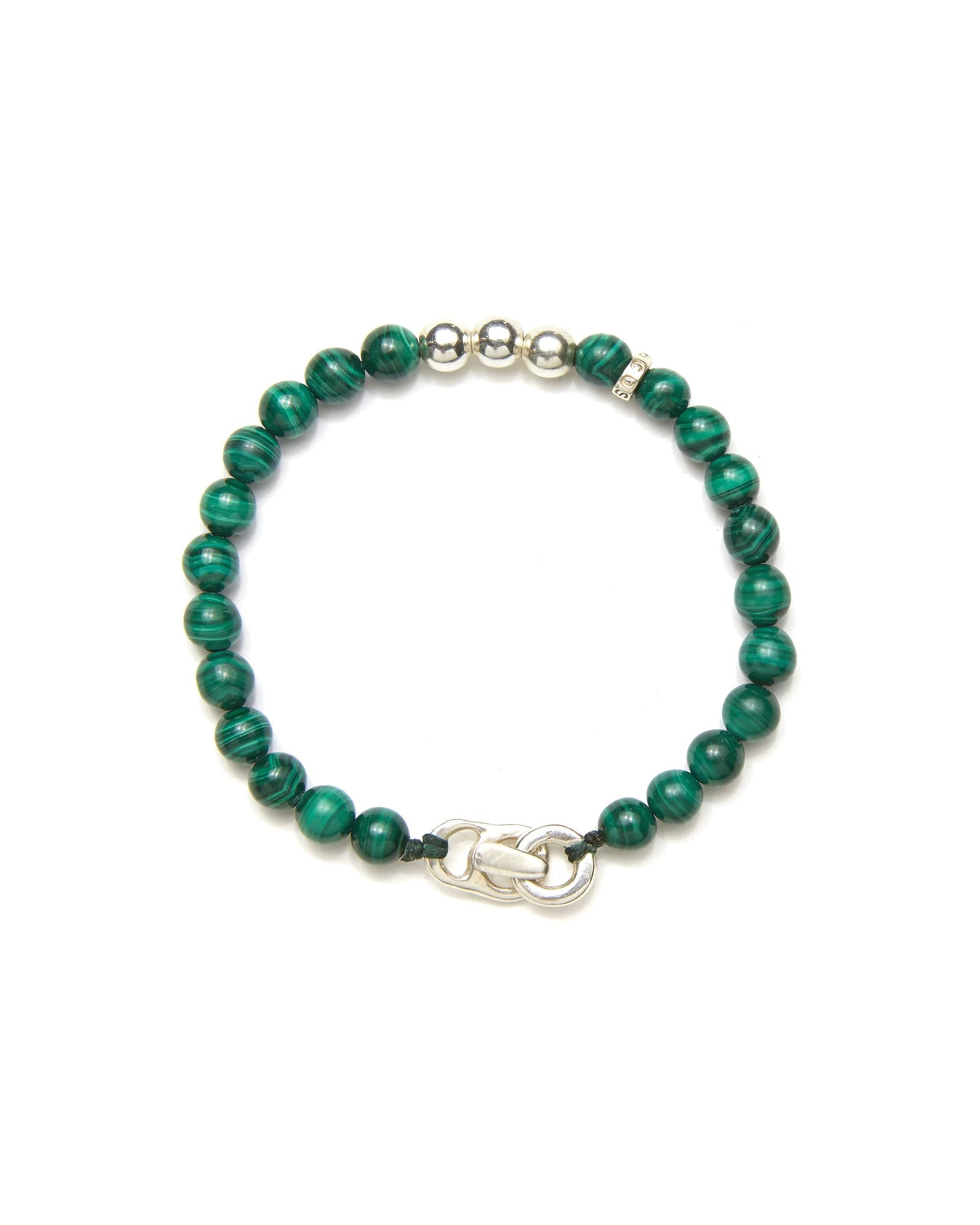 Bondi Bracelet Sterling Silver, Malachite / 7.5"