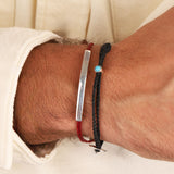 ID Signature Bracelet Sterling Silver, Red Waxed Nylon