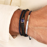 ID Signature Bracelet Sterling Silver, Indigo Waxed Nylon