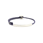 ID Signature Bracelet Sterling Silver, Indigo Waxed Nylon