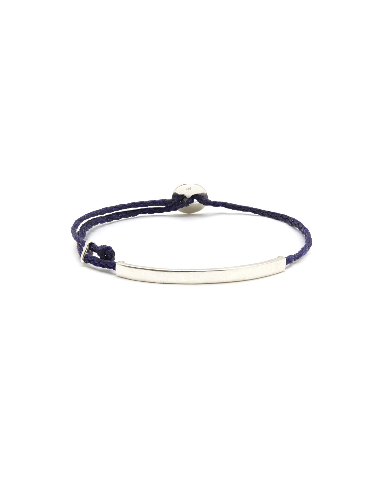 ID Signature Bracelet Sterling Silver, Indigo Waxed Nylon