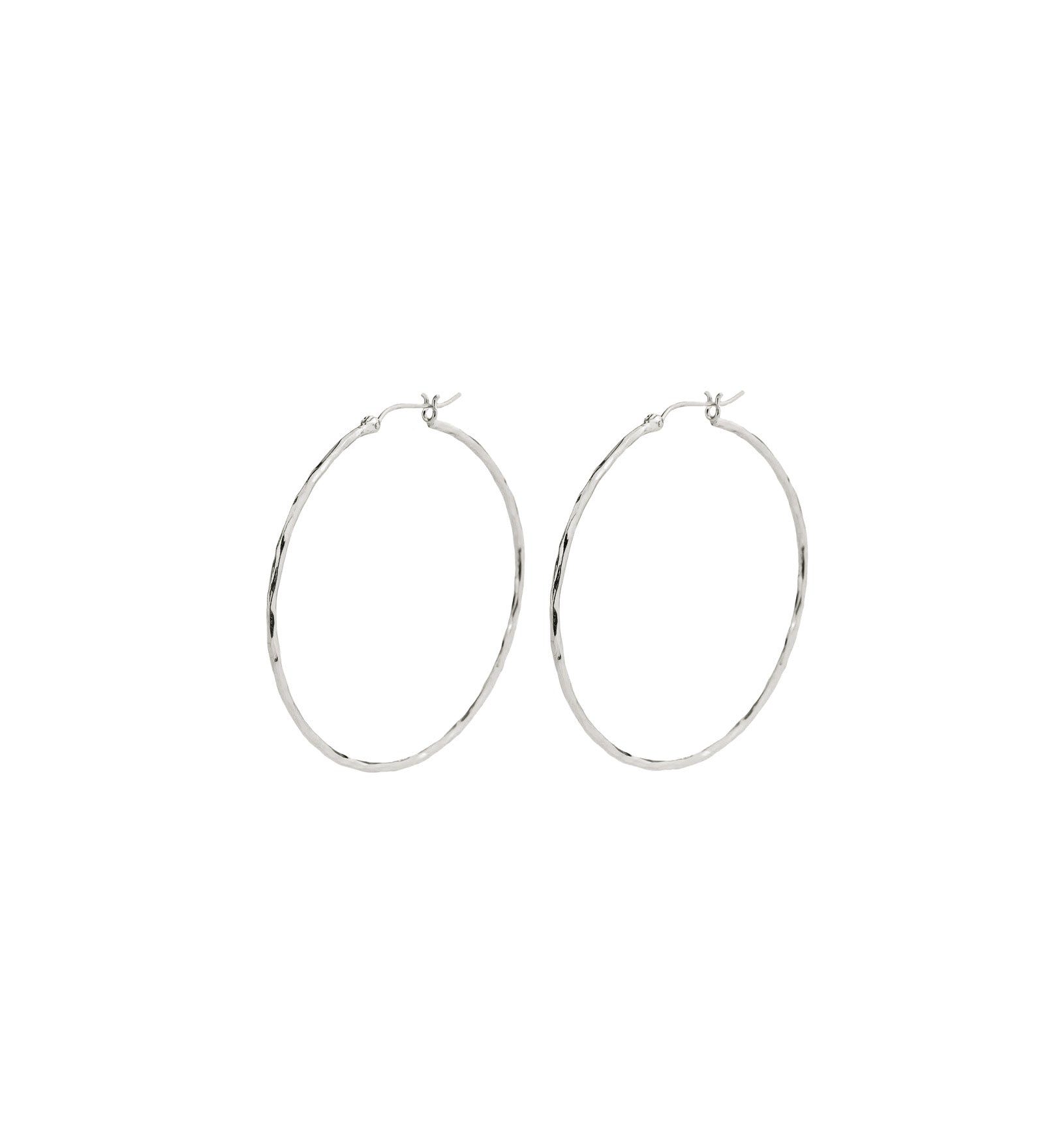 Tashi-Hammered Hoops I 55mm-Earrings-Hammered Sterling Silver-Blue Ruby Jewellery-Vancouver Canada