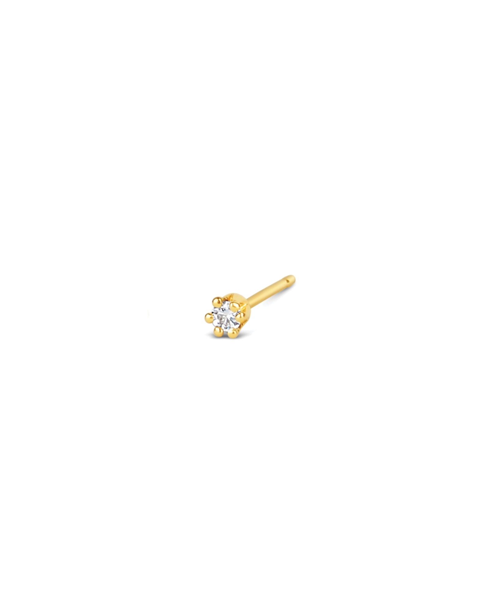 Tashi-Six Prong CZ Stud | 2mm-Earrings-14k Gold Vermeil, Cubic Zirconia-Blue Ruby Jewellery-Vancouver Canada