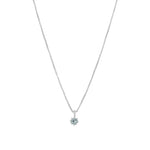 Round Aquamarine 8 Prong Necklace Sterling Silver, Aquamarine