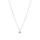 Round Aquamarine 8 Prong Necklace Sterling Silver, Aquamarine