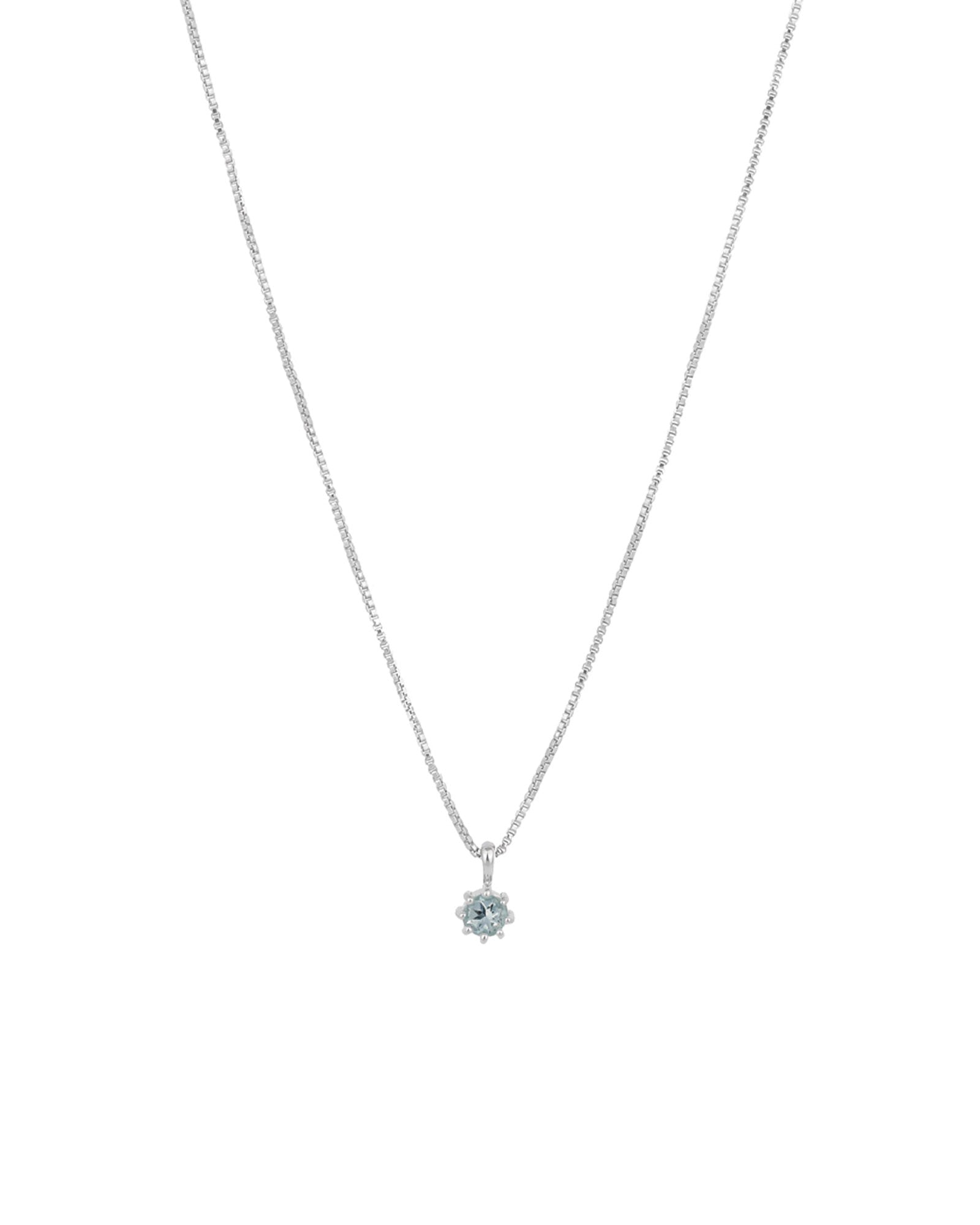 Round Aquamarine 8 Prong Necklace Sterling Silver, Aquamarine