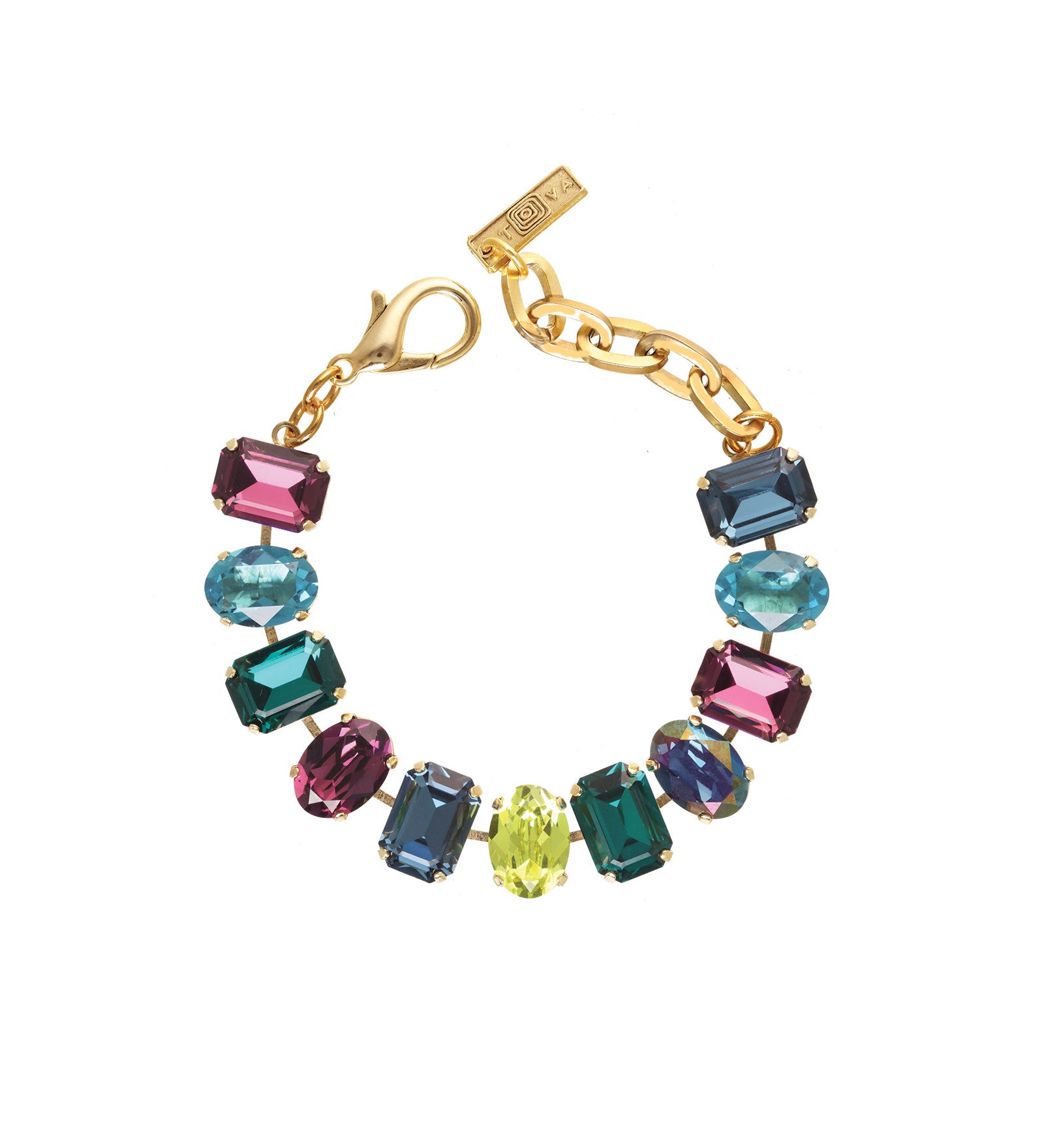 Anjali Bracelet Gold Plated, Mixed Crystal