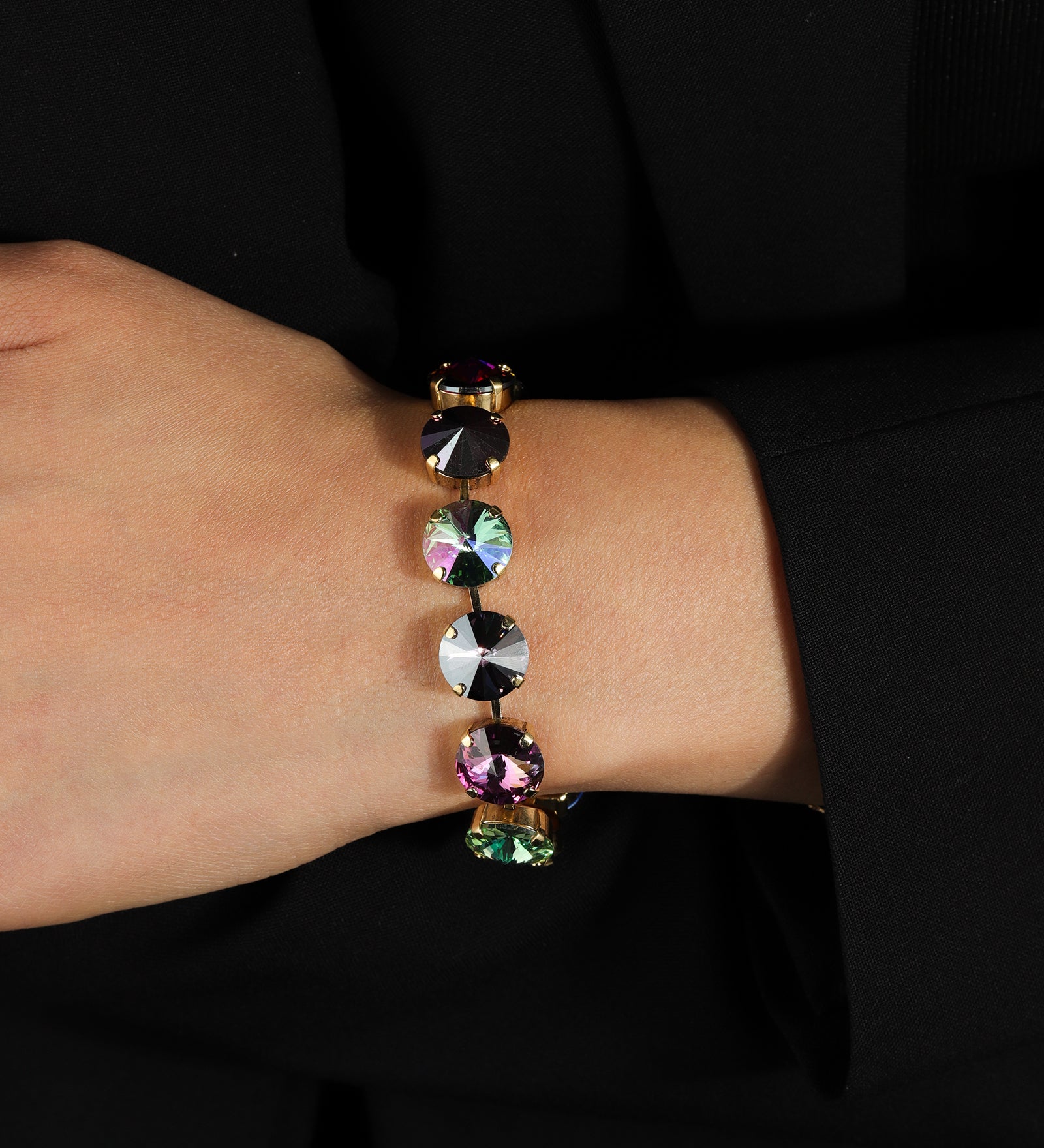 TOVA-Croatia Bracelet-Bracelets-14k Gold Plated, Eclipse Crystal-Blue Ruby Jewellery-Vancouver Canada