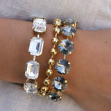 TOVA-Croatia Bracelet-Bracelets-Gold Plated, Black Diamond Crystal-Blue Ruby Jewellery-Vancouver Canada