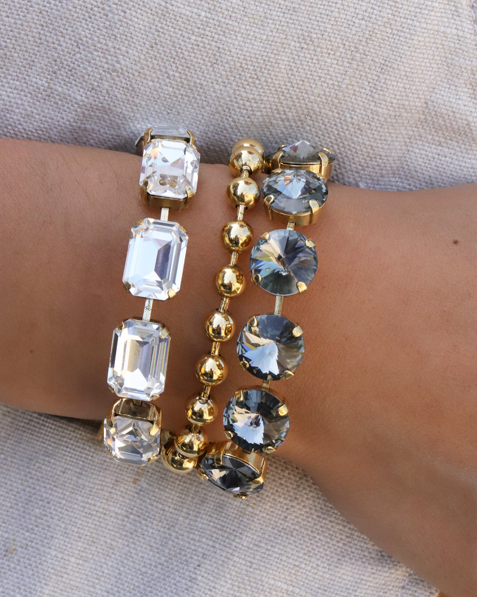 TOVA-Croatia Bracelet-Bracelets-Gold Plated, Black Diamond Crystal-Blue Ruby Jewellery-Vancouver Canada