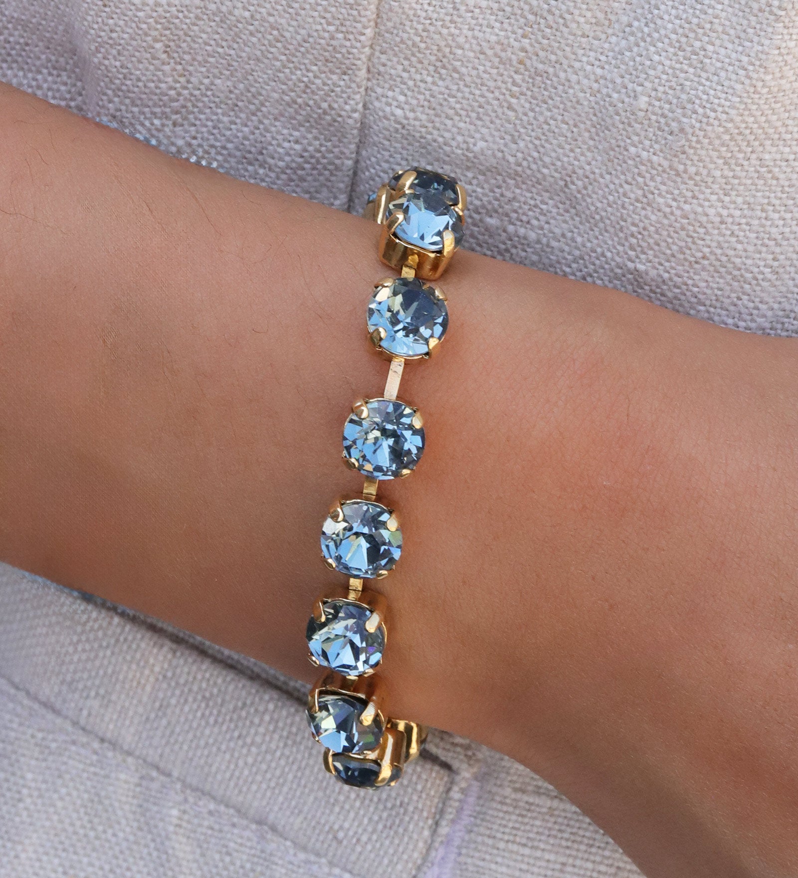 TOVA-Oakland Bracelet-Bracelets-Gold Plated, Indian Sapphire Crystal-Blue Ruby Jewellery-Vancouver Canada