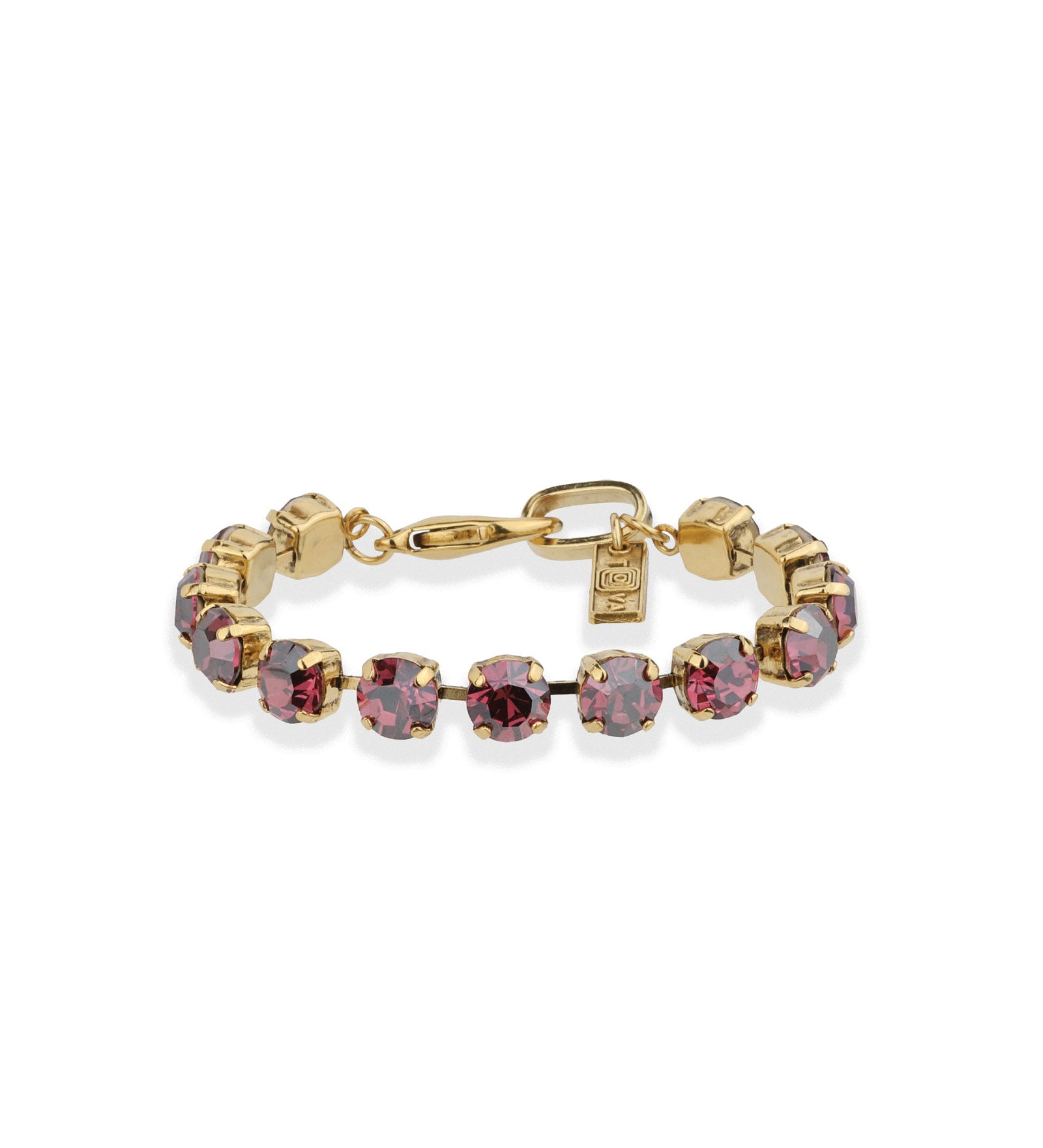 TOVA-Oakland Bracelet-Bracelets-Gold Plated, Rose Lustre Crystal-Blue Ruby Jewellery-Vancouver Canada