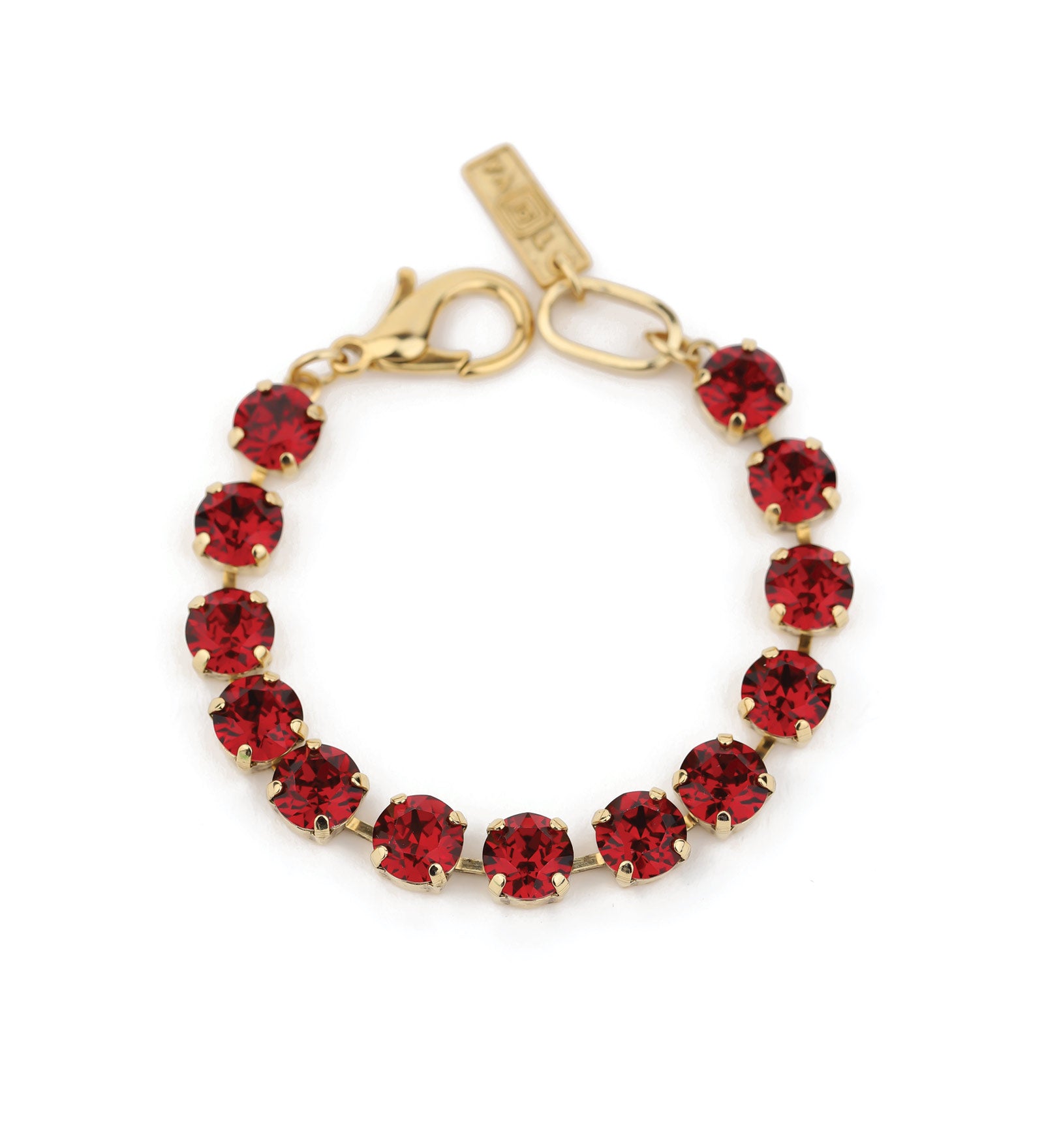 TOVA-Oakland Bracelet-Bracelets-Gold Plated, Red Crystal-Blue Ruby Jewellery-Vancouver Canada