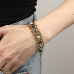 TOVA-Maeve Bracelet-Bracelets-Gold Plated, Blue Multi Crystal-Blue Ruby Jewellery-Vancouver Canada