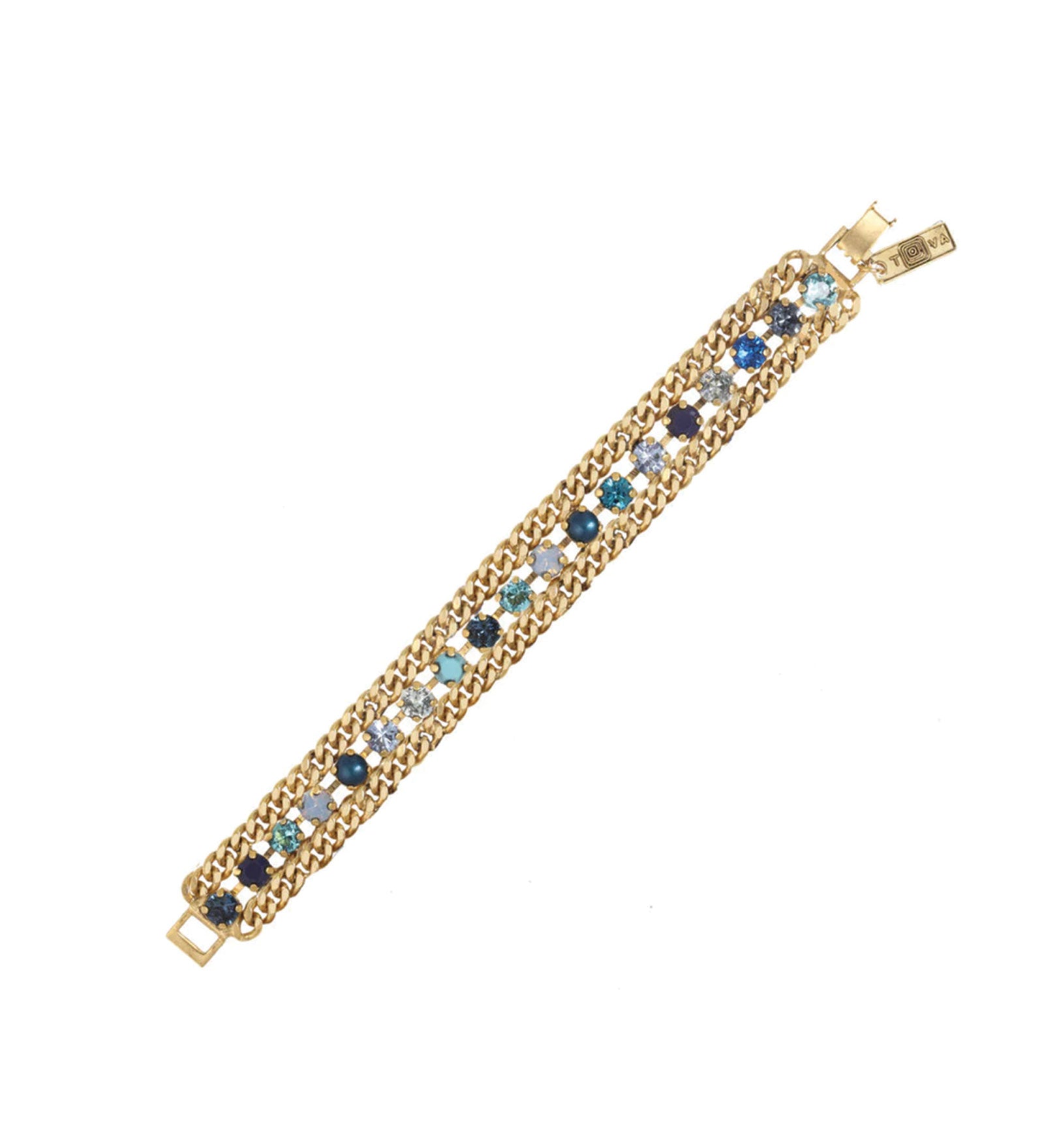 Maeve Bracelet Gold Plated, Blue Multi Crystal