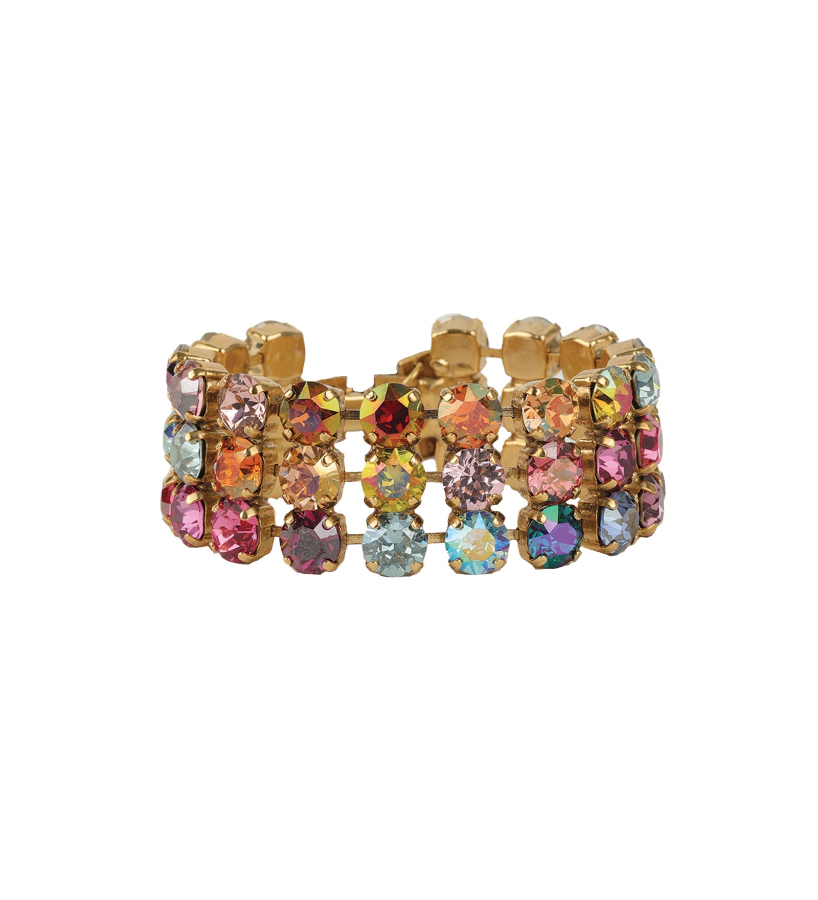 Mini Rainbow Ombre Bracelet 14k Gold Plated, Ombre Rainbow Crystal