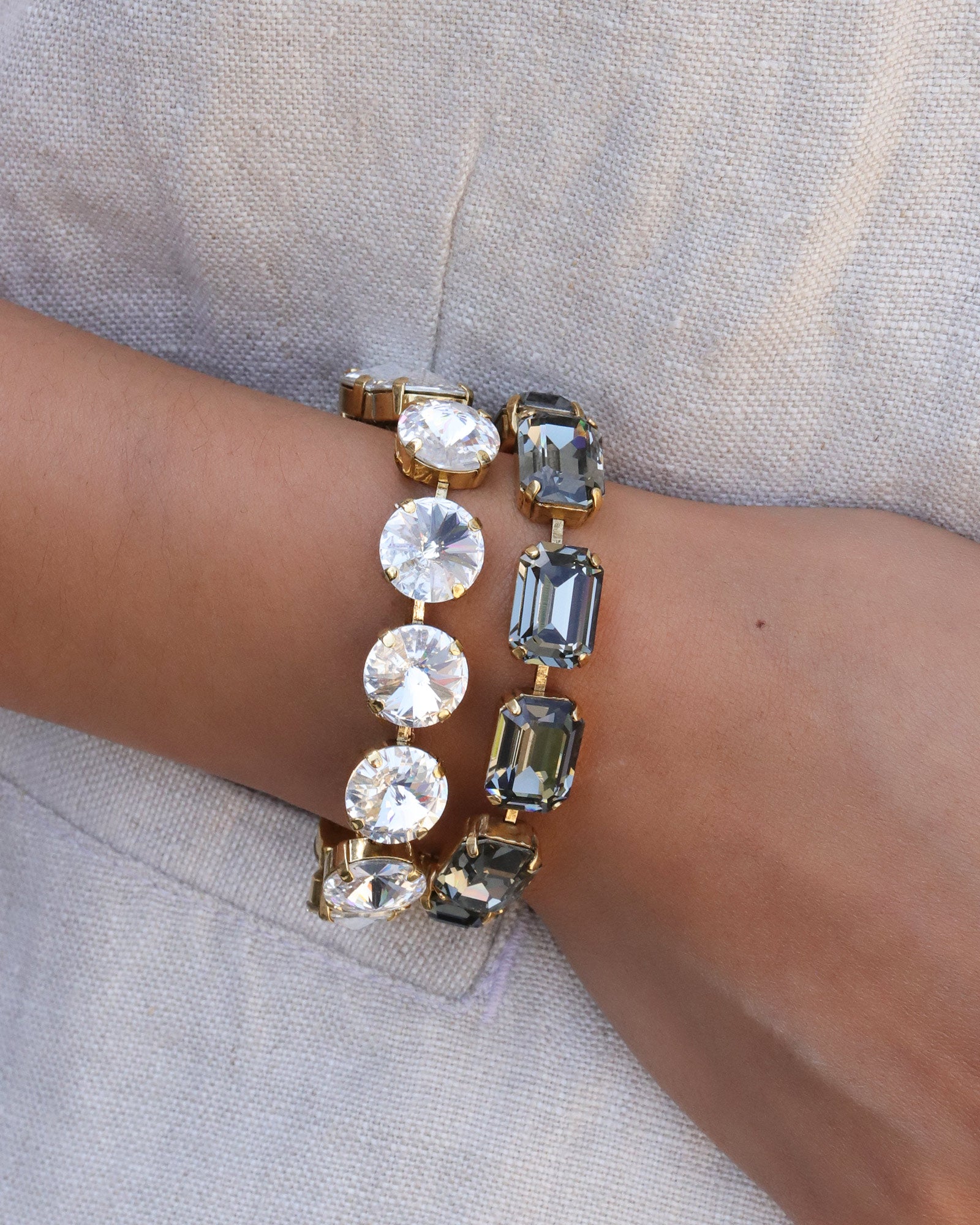 TOVA-Monique Bracelet-Bracelets-Gold Plated, Black Diamond Crystal-Blue Ruby Jewellery-Vancouver Canada