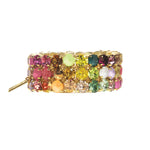 Olivia 3 Strand Bracelet Gold Plated, Rainbow Ombre Crystal