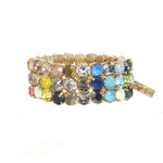 Olivia 3 Strand Bracelet Gold Plated, Rainbow Ombre Crystal