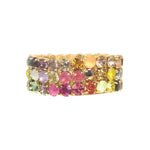 Olivia 3 Strand Bracelet Gold Plated, Rainbow Ombre Crystal