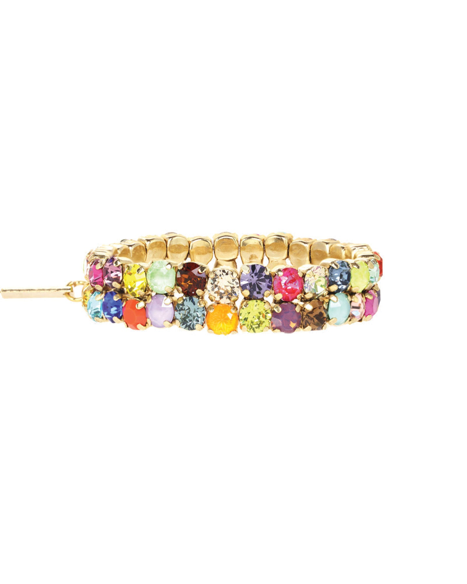 Olivia 2 Strand Bracelet Gold Plated, Rainbow Ombre Crystal