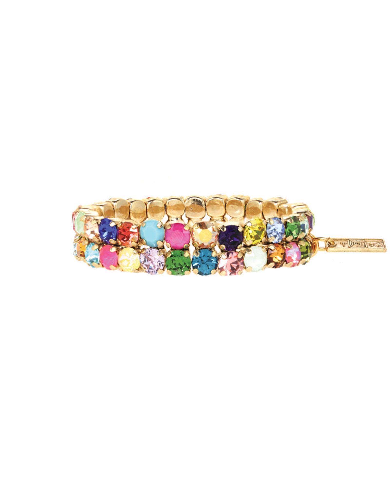 Olivia 2 Strand Bracelet Gold Plated, Rainbow Ombre Crystal