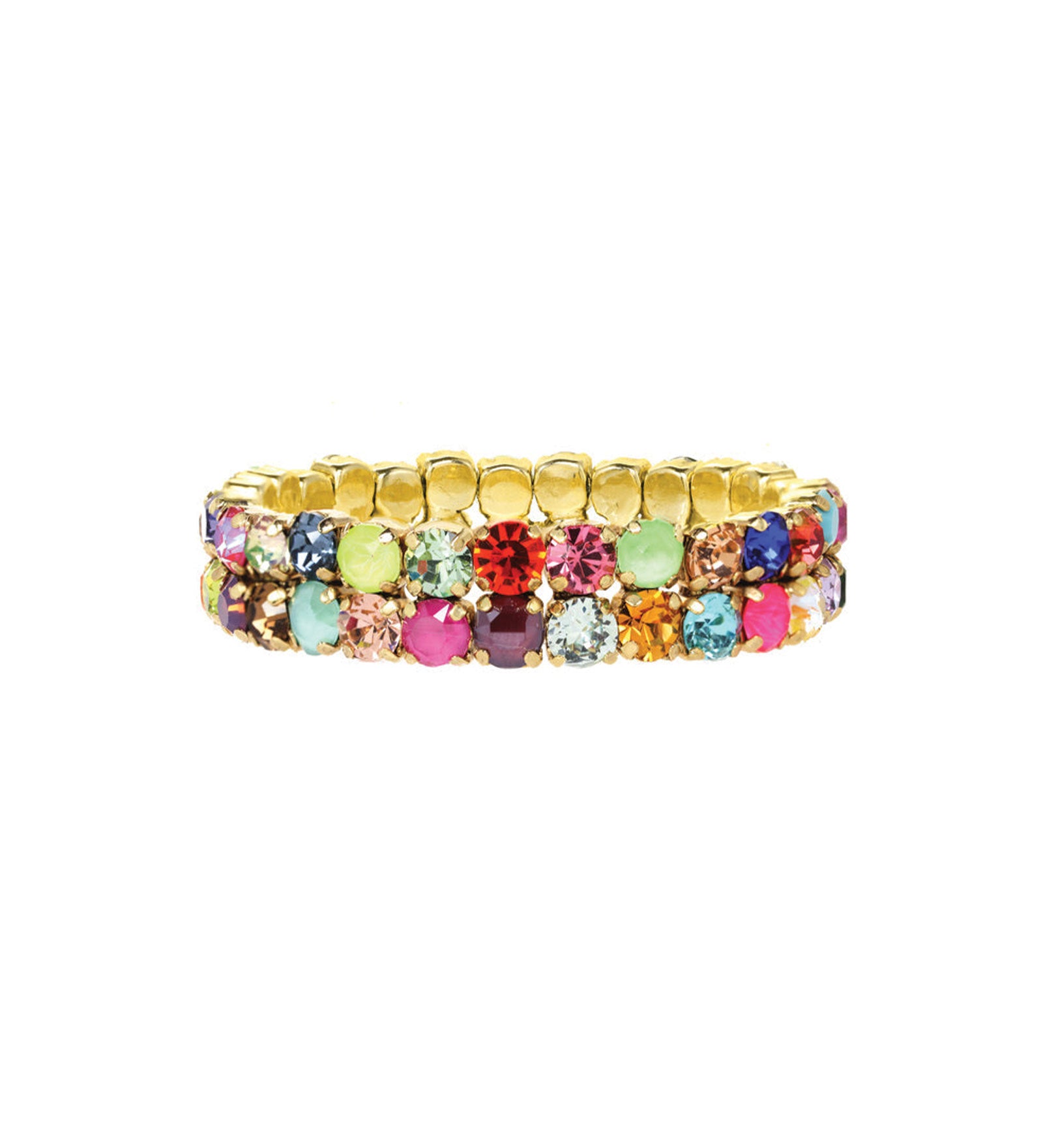 Olivia 2 Strand Bracelet Gold Plated, Rainbow Ombre Crystal