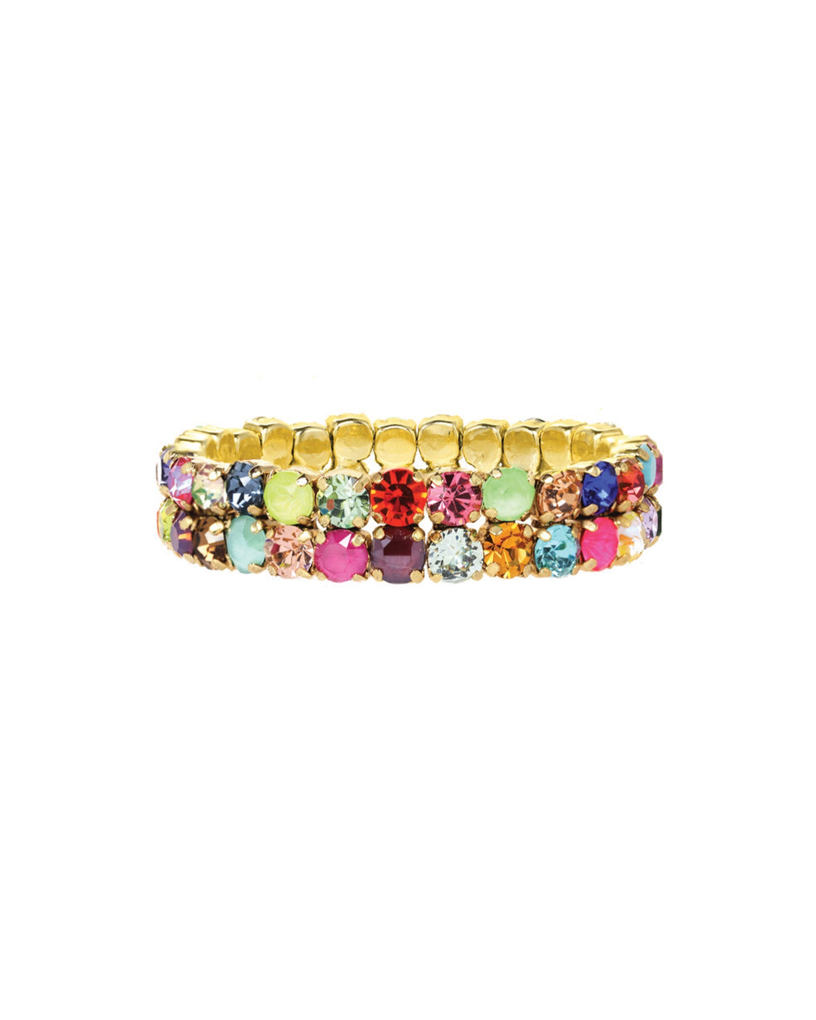 Olivia 2 Strand Bracelet Gold Plated, Rainbow Ombre Crystal