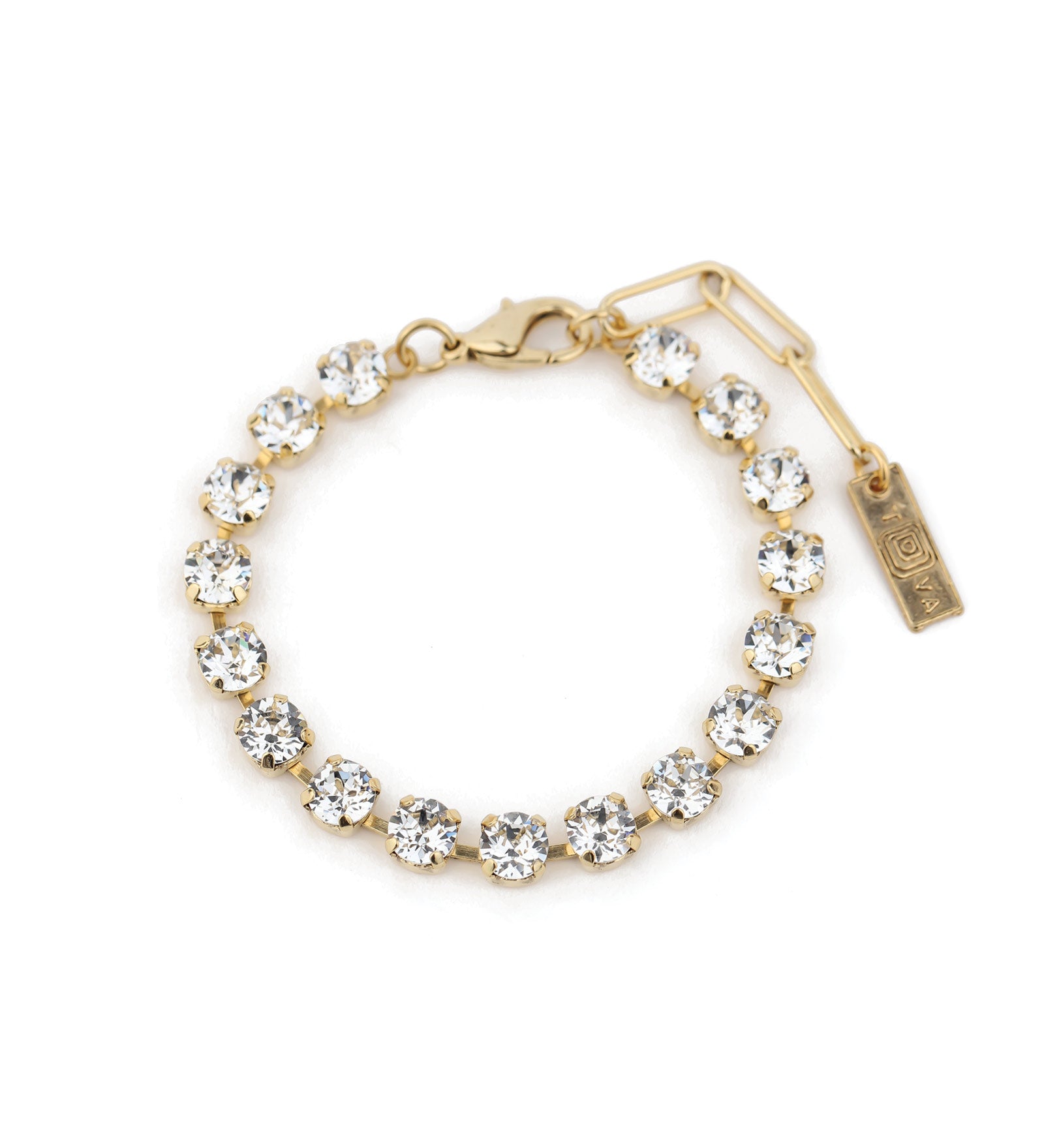 TOVA-Sarina Bracelet-Bracelets-Gold Plated, White Crystal-Blue Ruby Jewellery-Vancouver Canada