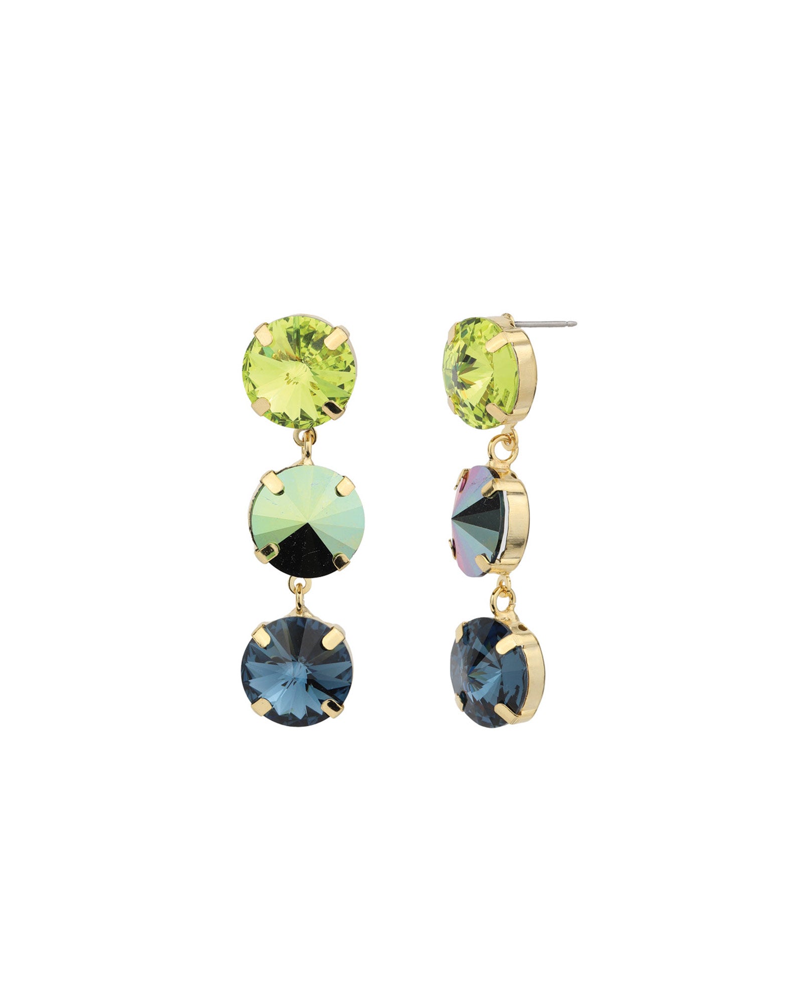 TOVA-Dionne Earrings-Earrings-14k Gold Plated, Blue Green Crystal-Blue Ruby Jewellery-Vancouver Canada