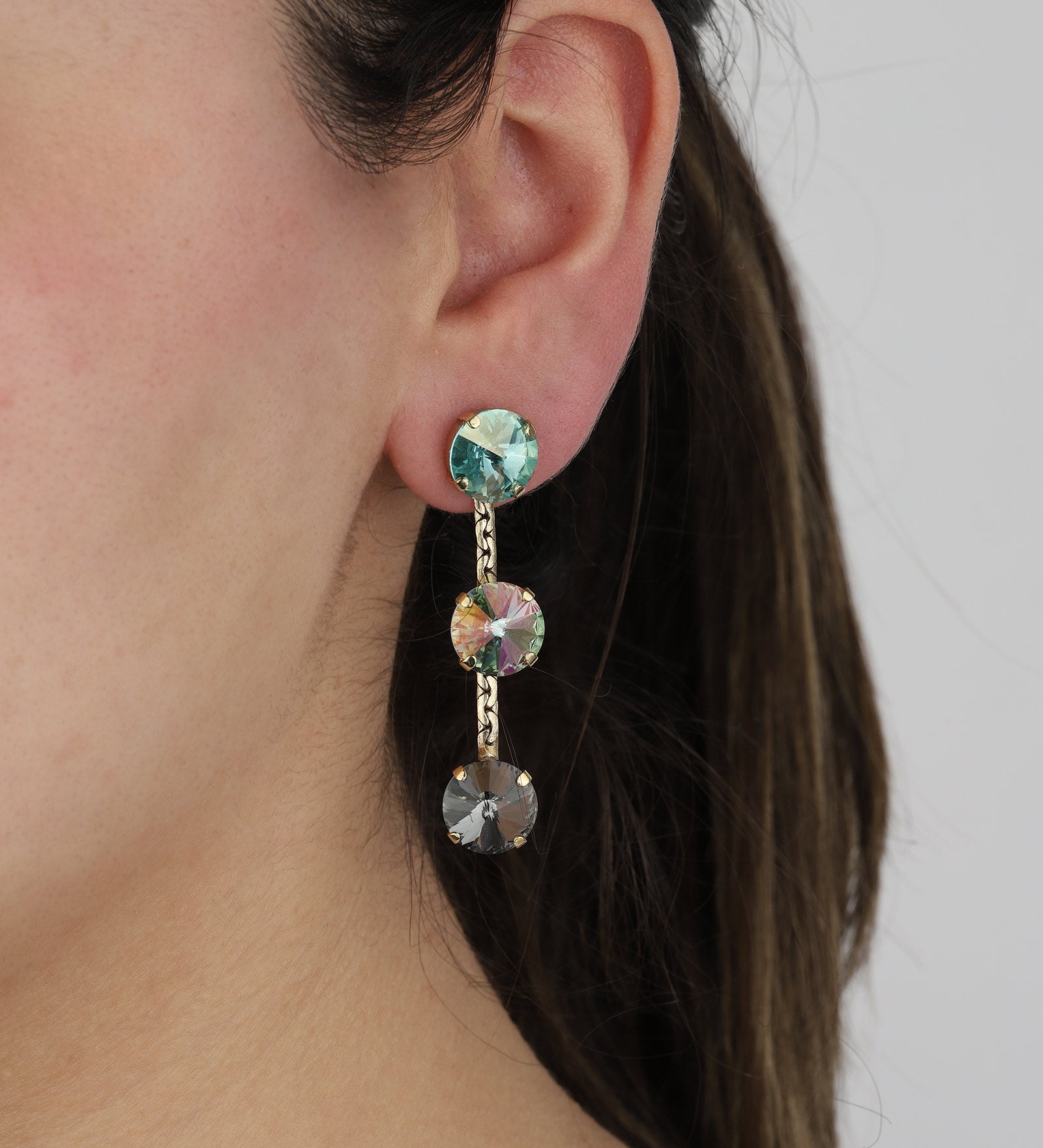 TOVA-Mini Domini Earrings-Earrings-14k Gold Plated, Blue Mixed Crystal-Blue Ruby Jewellery-Vancouver Canada