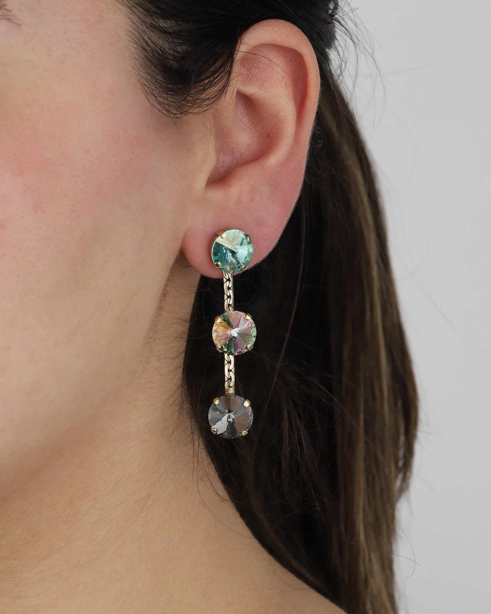 TOVA-Mini Domini Earrings-Earrings-14k Gold Plated, Blue Mixed Crystal-Blue Ruby Jewellery-Vancouver Canada