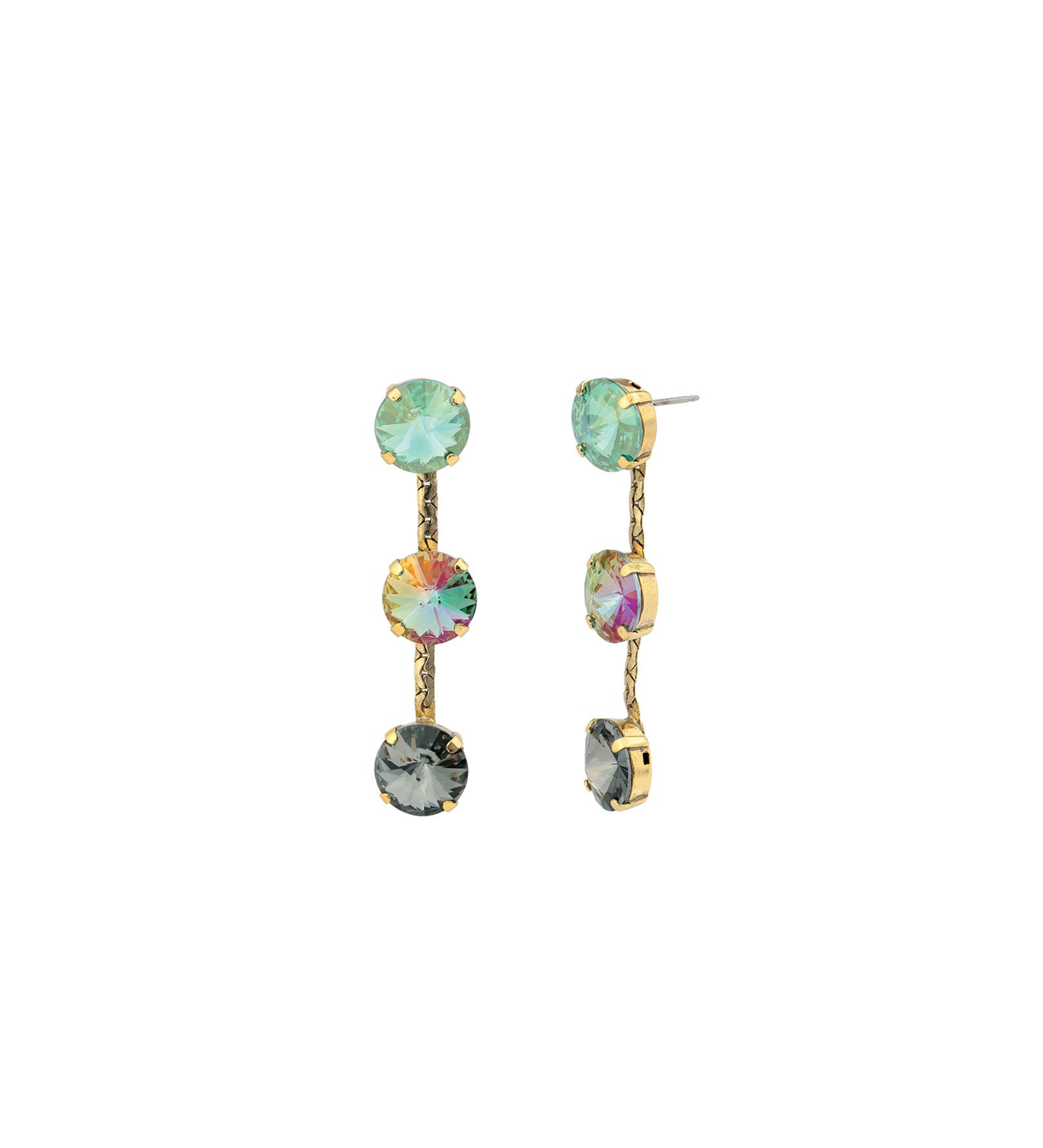 TOVA-Mini Domini Earrings-Earrings-14k Gold Plated, Blue Mixed Crystal-Blue Ruby Jewellery-Vancouver Canada