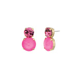 TOVA-Maegan Studs-Earrings-Gold Plated, Electric Pink Crystal-Blue Ruby Jewellery-Vancouver Canada