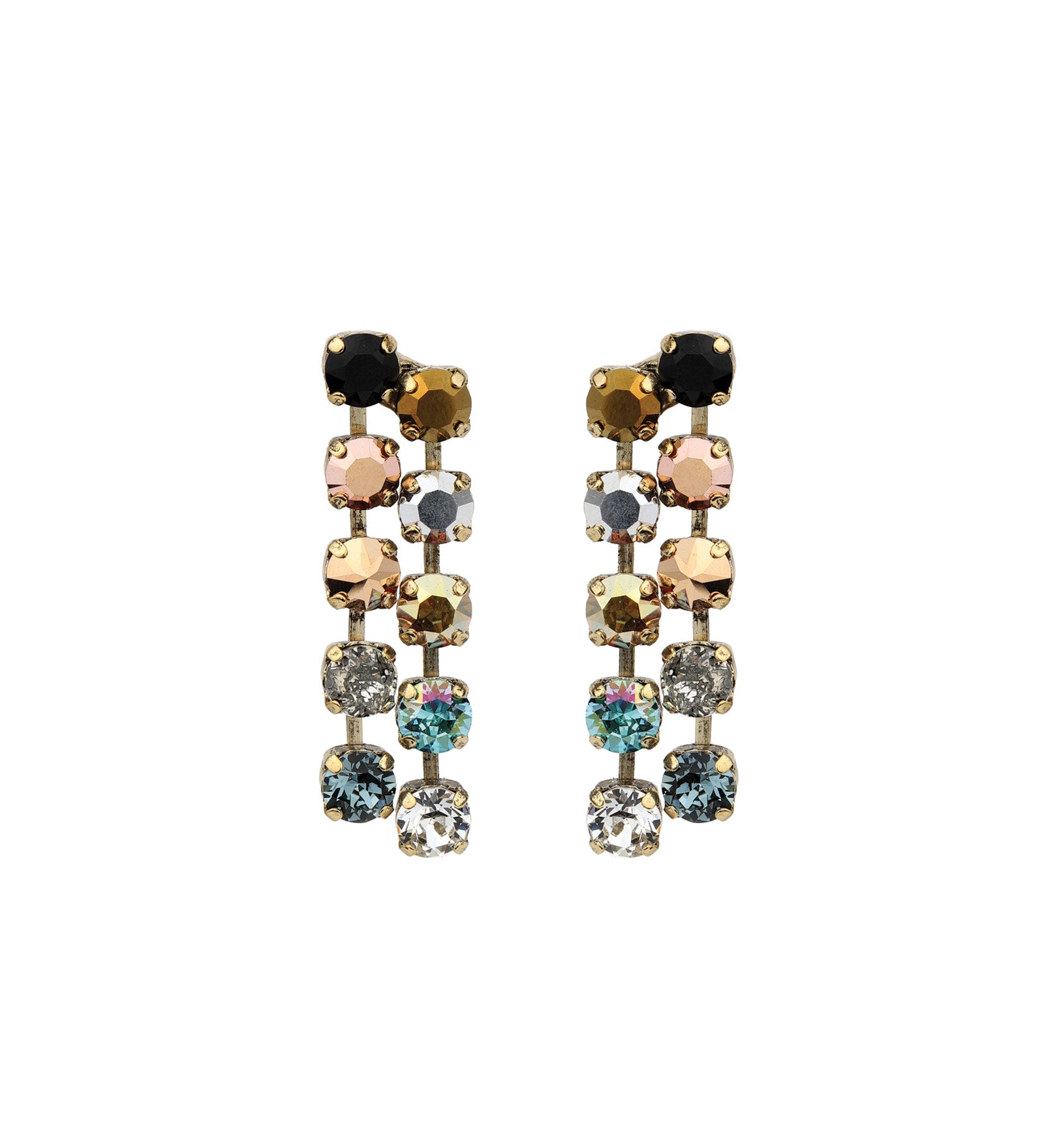 TOVA-Mini Cady Earrings-Earrings-14k Gold Plated, Metalic Mixed Crystal-Blue Ruby Jewellery-Vancouver Canada